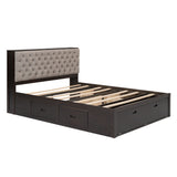 Platform Bed With Storage Headboard, Shoe Rack And 4 Drawers