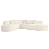 Extra Large Sectional Sofa Soft Fabric Upholstery, Elegant Curved Design With 3 Round Cushions, High - Resilience Foam For Ultimate Comfort - Beige