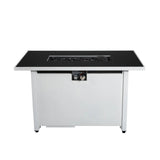 Outdoor 43" Rectangular Fire Pit Table With Adjustable Flame Control - White