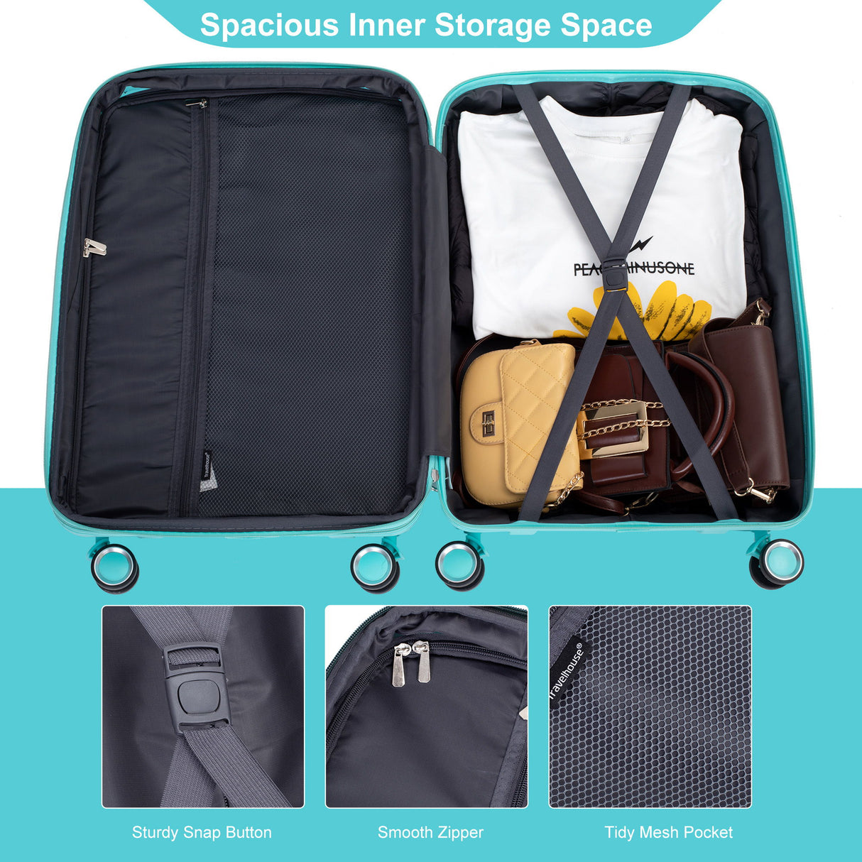 Expandable Hardshell Suitcase Double Spinner Wheels Luggage Sets