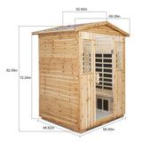 4 Person Old Fir Far Infrared Outdoor Sauna Room - Natural