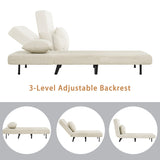 3 In 1 Foldable Linen Chaise Lounge With Adjustable Backrest