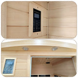 Low Emf Front Door With Heating Panel 2 Person Hemlock Far Infrared Indoor Suana Room - Natural