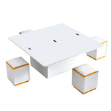 Multi Functional Adjustable Coffee Table With 4 Storage Stools