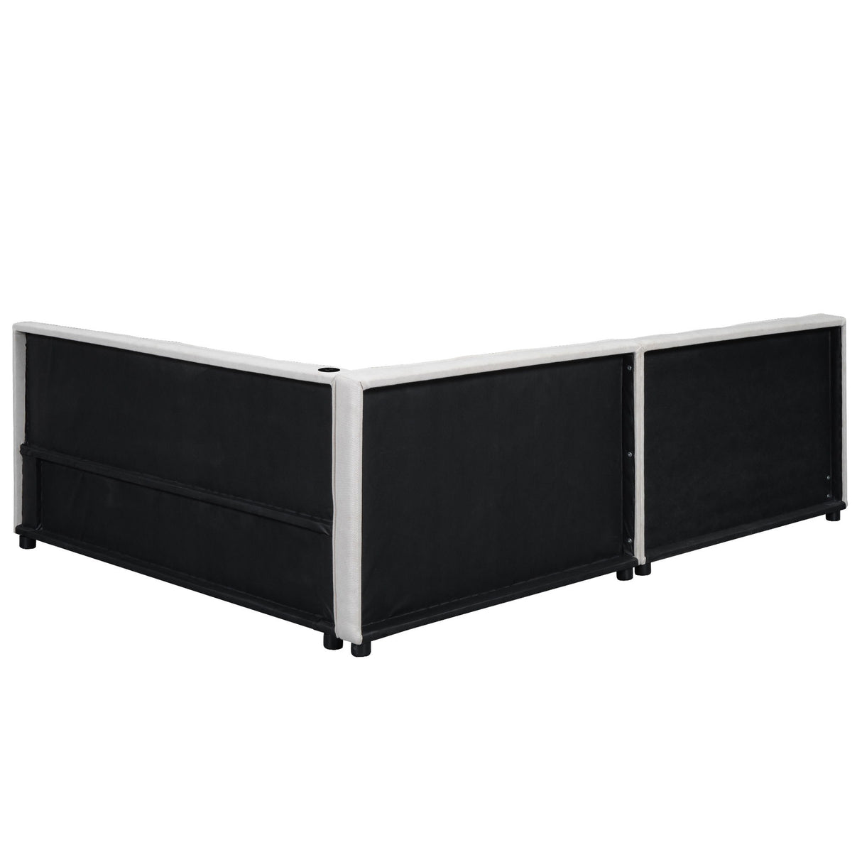 Modern Upholstered Platform Bed With USB Ports And LED Belt
