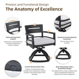 Outdoor Patio Dining Set, Squircle Dining Table, Dining Chairs With Sunbrella Cushions