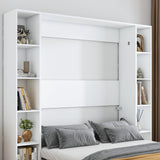 Queen Murphy Bed With Storage Cabinet - White
