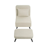 3 In 1 Foldable Linen Chaise Lounge With Adjustable Backrest