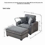 Oversized Chaise Lounge Chair With Ottoman And Storage