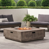 Wellington Square Iron Fire Pit With Wood Pattern Design And 50,000 Btu Output