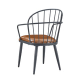 5 Piece Industrial Style Indoor Upholstered Dining Set With Metal Legs - Brown