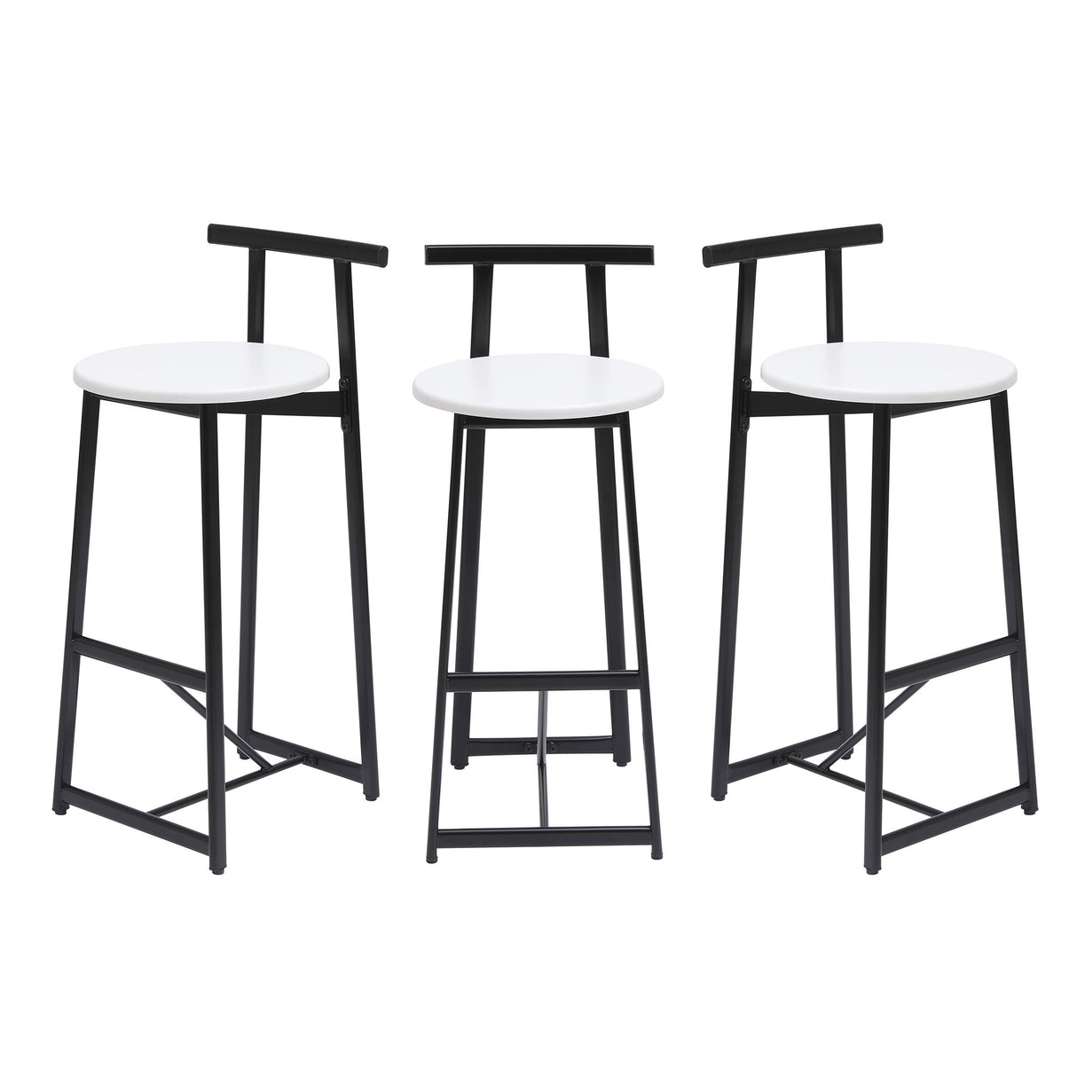 Modern Bar Stools With Backrest For Kitchen (Set of 3)