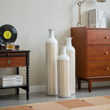 Floor Metal Vase Modern Style Decoration Home Metal Vase 3 Piece Set Gorgeous Home Decoration Large Glazed Metal Vase - Gold / White