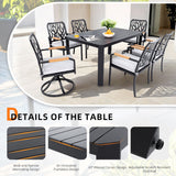 Outdoor Patio Furniture Dining Set With Sunbrella Fabric, Rectangular Table With Umbrella Hole