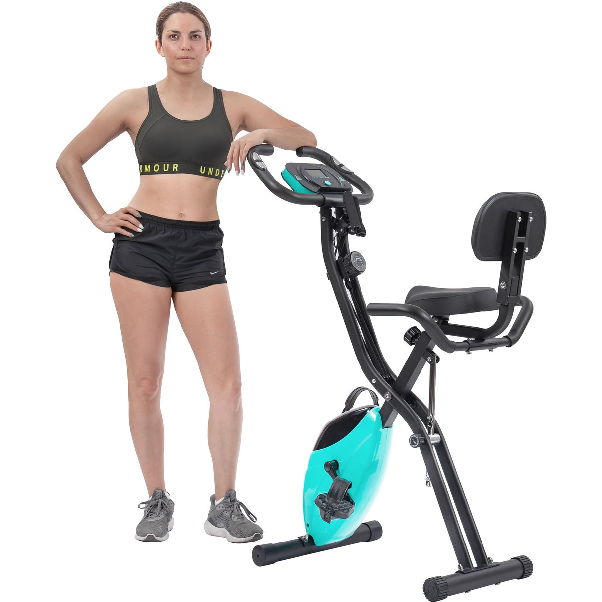 Exercise Bike Folding Stationary Bikes For Home With 16 Level Magnetic Resistance