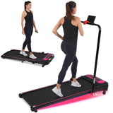 Folding Walking Pad Under Desk Treadmill For Home 2 Ways To Adjust Speed - Pink / Black