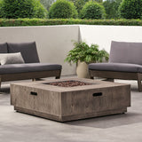 Wellington Square Iron Fire Pit With Wood Pattern Design And 50,000 Btu Output