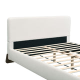 Elegant Boucle Upholstered Bed With Solid Wood Legs