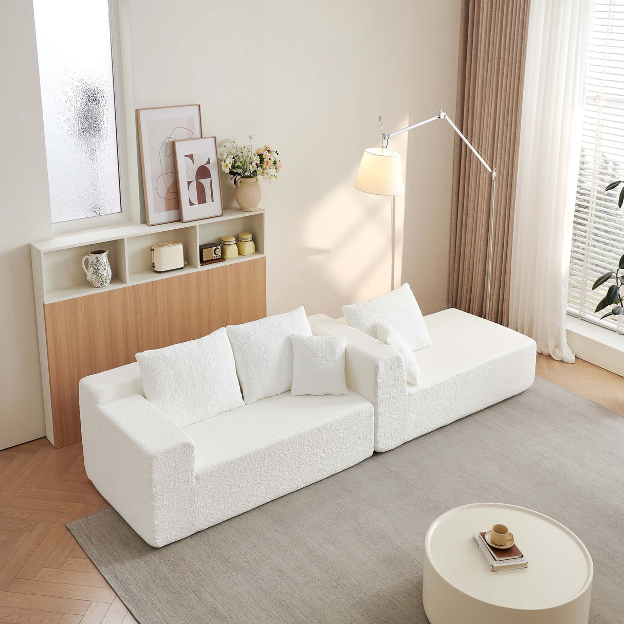 Modular Cloud Sectional Couch With L Shape Chaise, Deep Seat