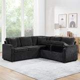 Modern L Shaped Sectional Sofa Bed With Hidden Storage Chenille Upholstery
