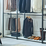 Fiona - Freestanding Walk In Wood Closet System With Metal Frame Durable Storage Solution Melamine - White