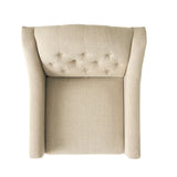 Elegant Upholstered Armchair With Ottoman Set - Beige