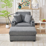 Oversized Chaise Lounge Chair With Ottoman And Storage