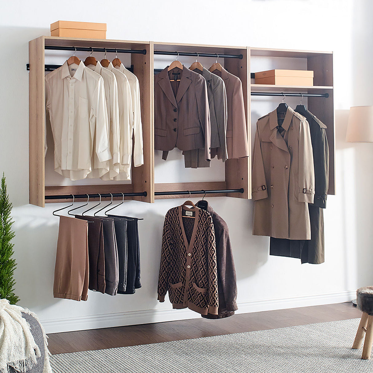 Devi - Wall Mounted Wood Closet System