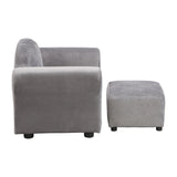 Kids Velvet Upholstered Chair With Ottoman For Comfortable Seating - Gray