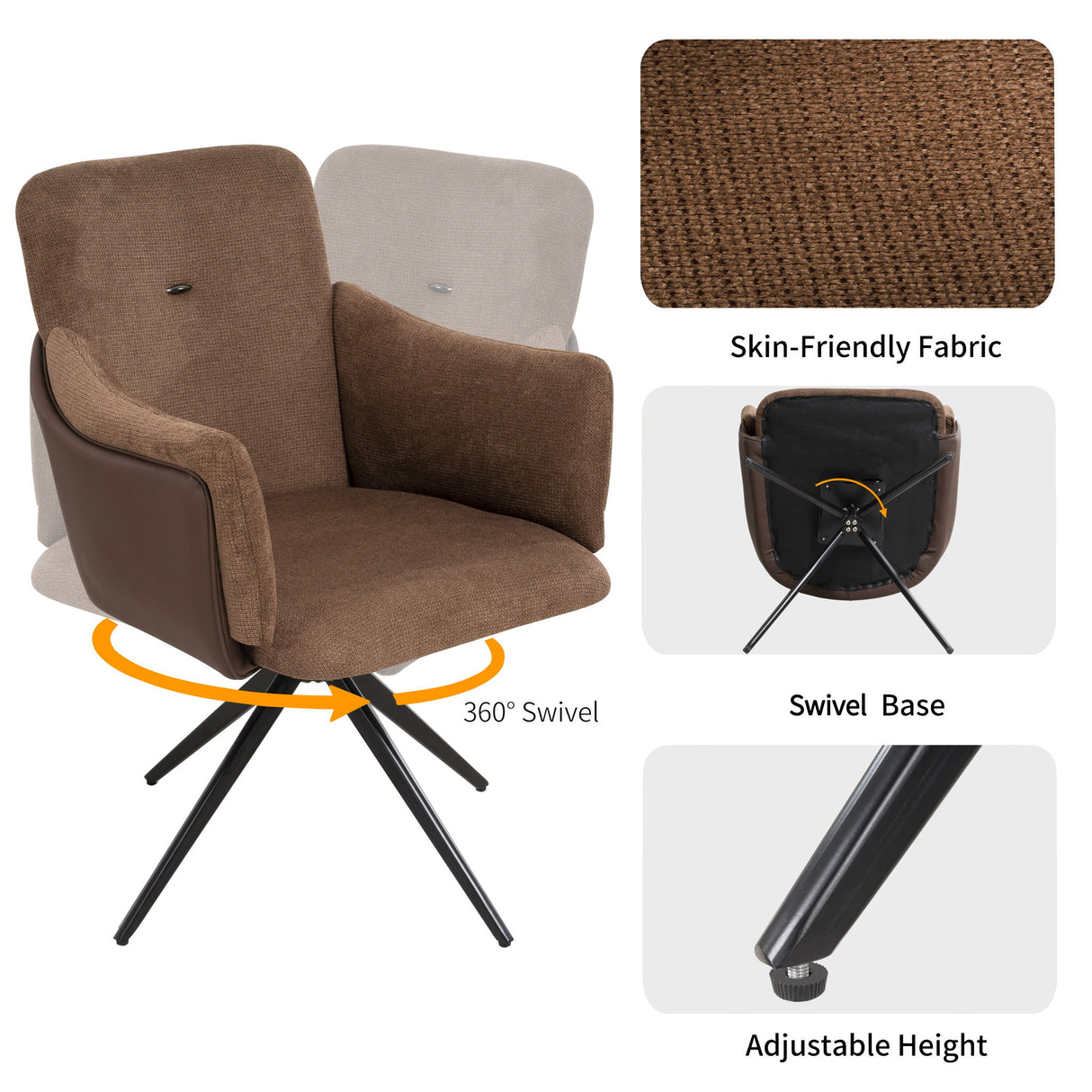 Swivel Home Office Desk Chairs With Arm (Set of 2)