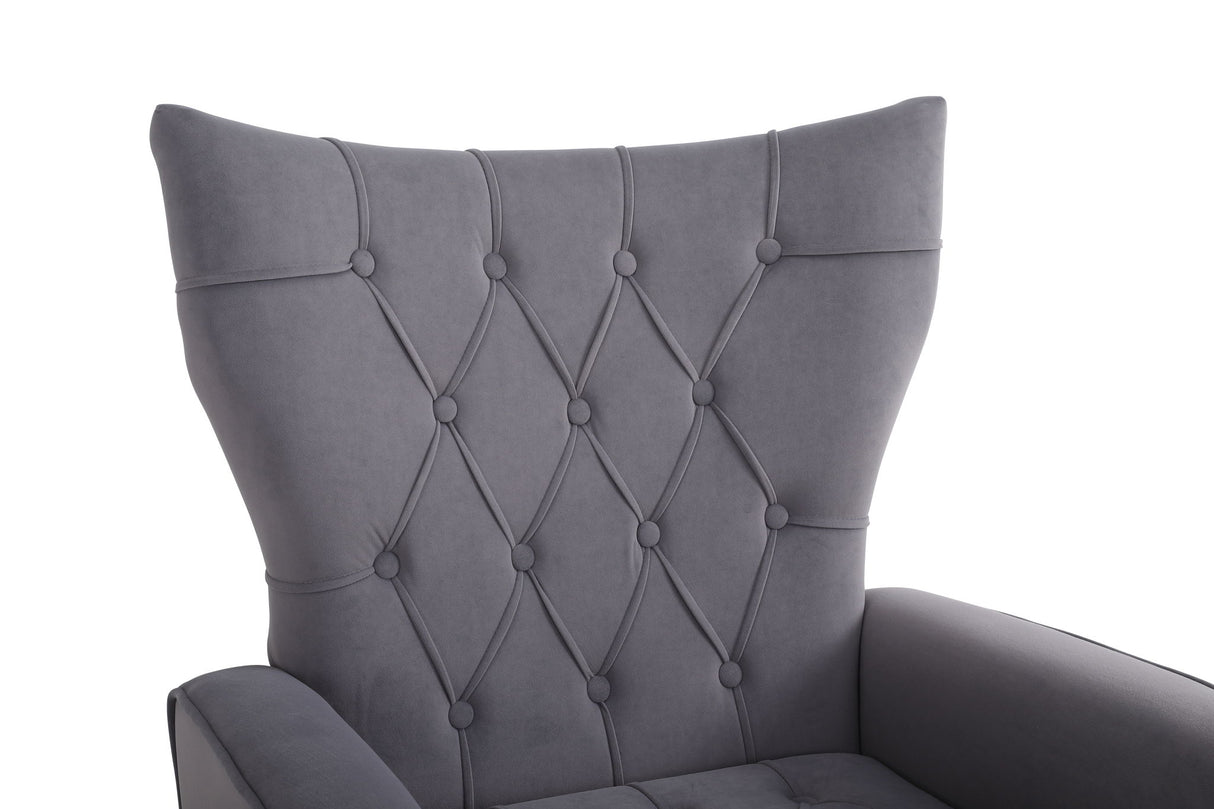 Modern Accent Chair With Ottoman, Comfy Armchair For Living Room