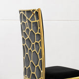 Dining Chair (Set of 2) With Unique Backrest Stainless Steel Legs - Gold