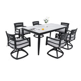 Modern Outdoor Patio Dining Set With Table And Chairs With Sunbrella Cushions