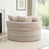 Modern Oversized Round Barrel Accent Chair With Ottoman