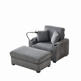 Oversized Chaise Lounge Chair With Ottoman And Storage