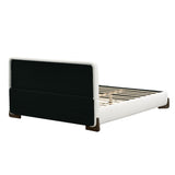 Elegant Boucle Upholstered Bed With Solid Wood Legs