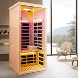 Low EMF, Wide Space Hemlock Double Doors Great Glass Luxury Indoor Far Infrared Sauna Room