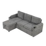 Convertible L Shaped Sofa Couch With Storage, Cup Holders, USB Ports