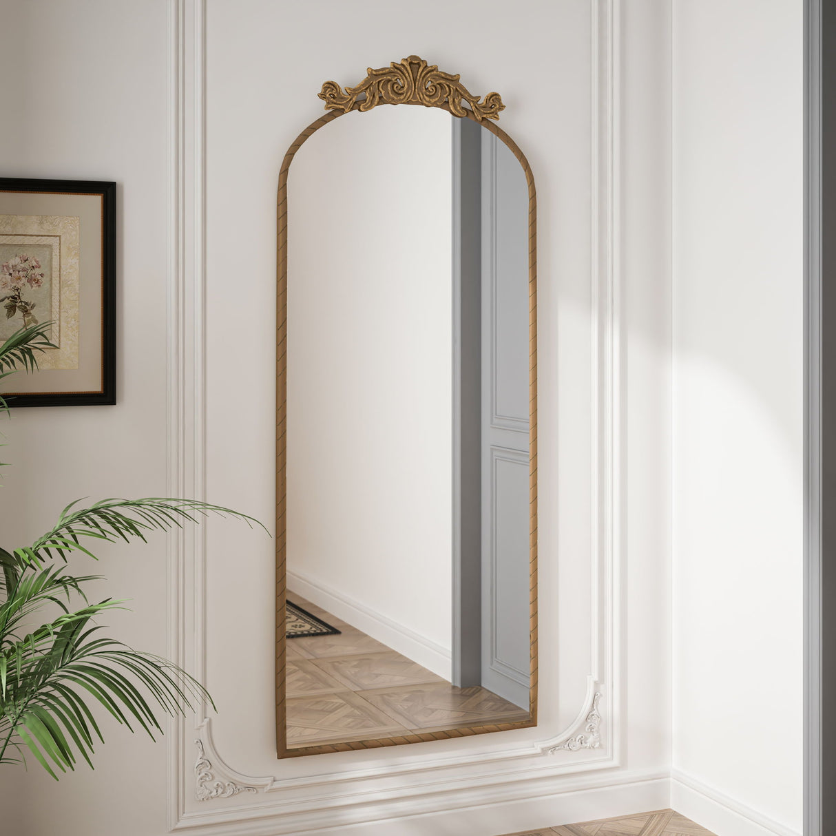 Vintage Arched Full Body Mirror, Wall Mounted For Living Room