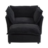 Modern Cozy Upholstered Armchair Sofa With Movable Ottoman