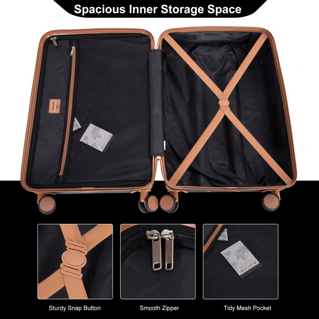 5 Piece Set Hard Case Spinner Wheels Luggage Sets With Tsa Lock