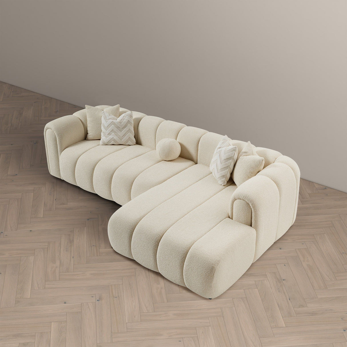 Beatrice - Modern Tufted Right Sectional Sofa - Ivory