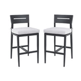 Modern Outdoor Bar Stools With Backrest And Footrest (Set of 2)