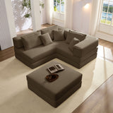 Modular L Shaped Floor Living Room Sofa Set With 6 Pillows