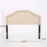 Queen & Full Size Headboard With Diamond Tufting And Nailhead Trim - Beige