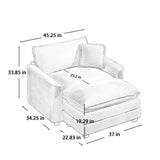 Classic Modern Comfortable Single Chair Deep Seat Sofa With Footstool