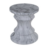 Geometric Round Outdoor End Table - Marble
