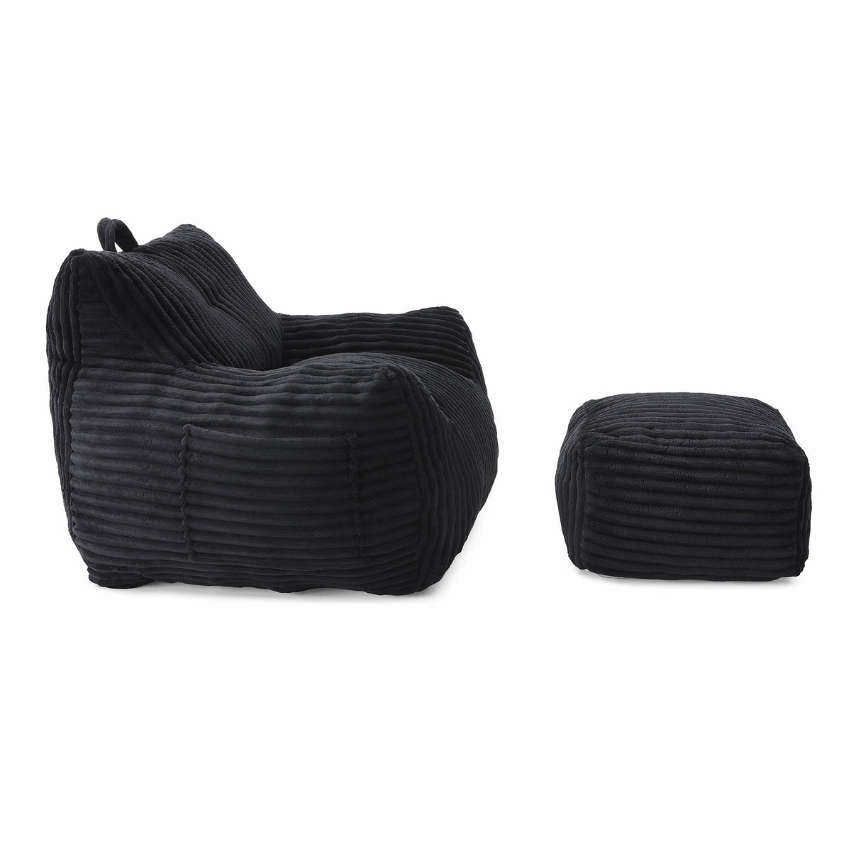 Giant Plush Bean Bag Chair With Armrests And Footstool