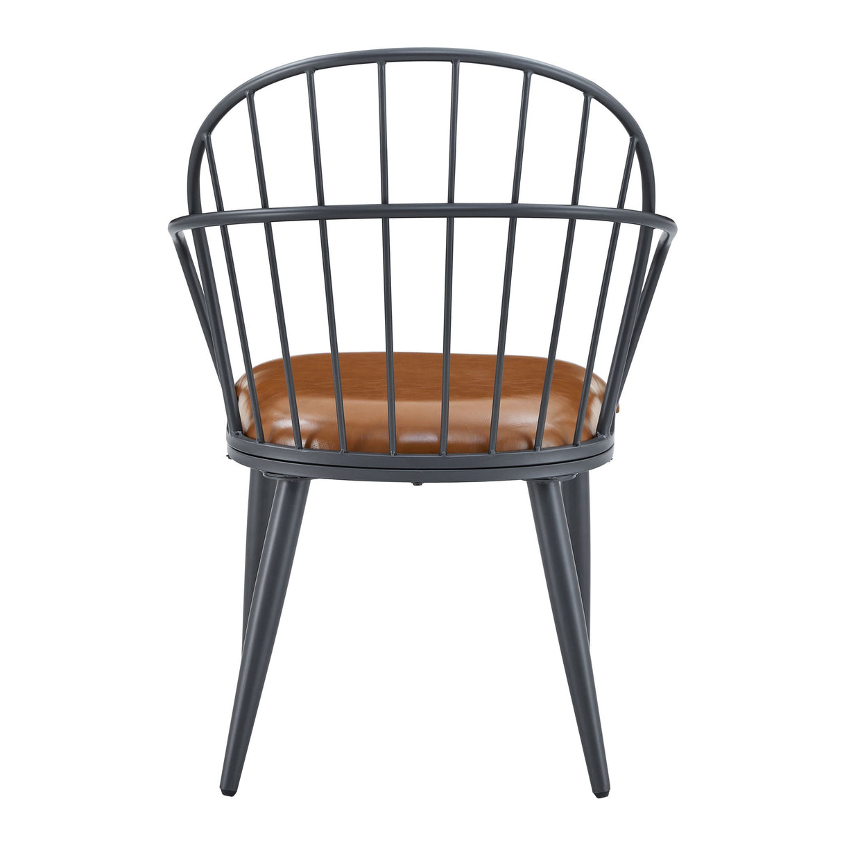 5 Piece Industrial Style Indoor Upholstered Dining Set With Metal Legs - Brown