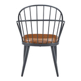 5 Piece Industrial Style Indoor Upholstered Dining Set With Metal Legs - Brown